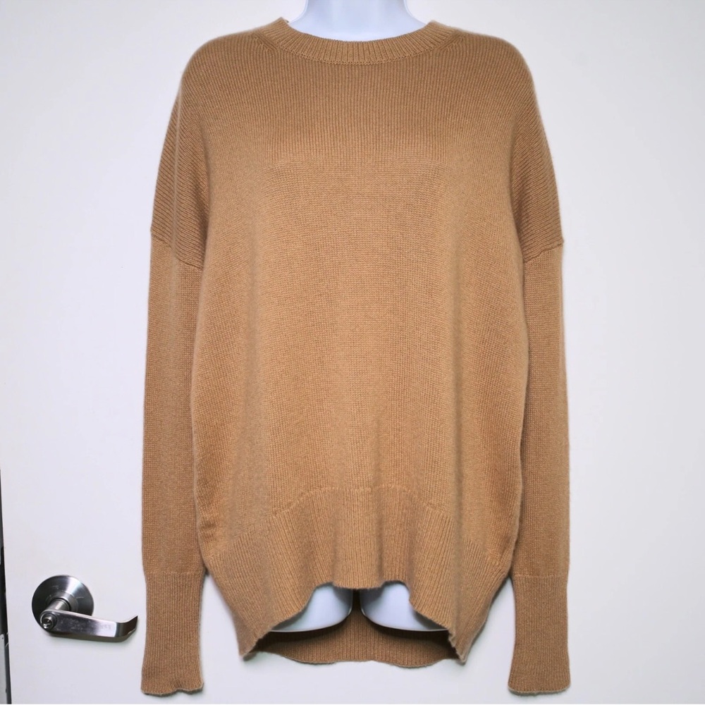 $450 THEORY Camel Brown 100% Cashmere Karenia F Knit Sweater Women's P, Petite